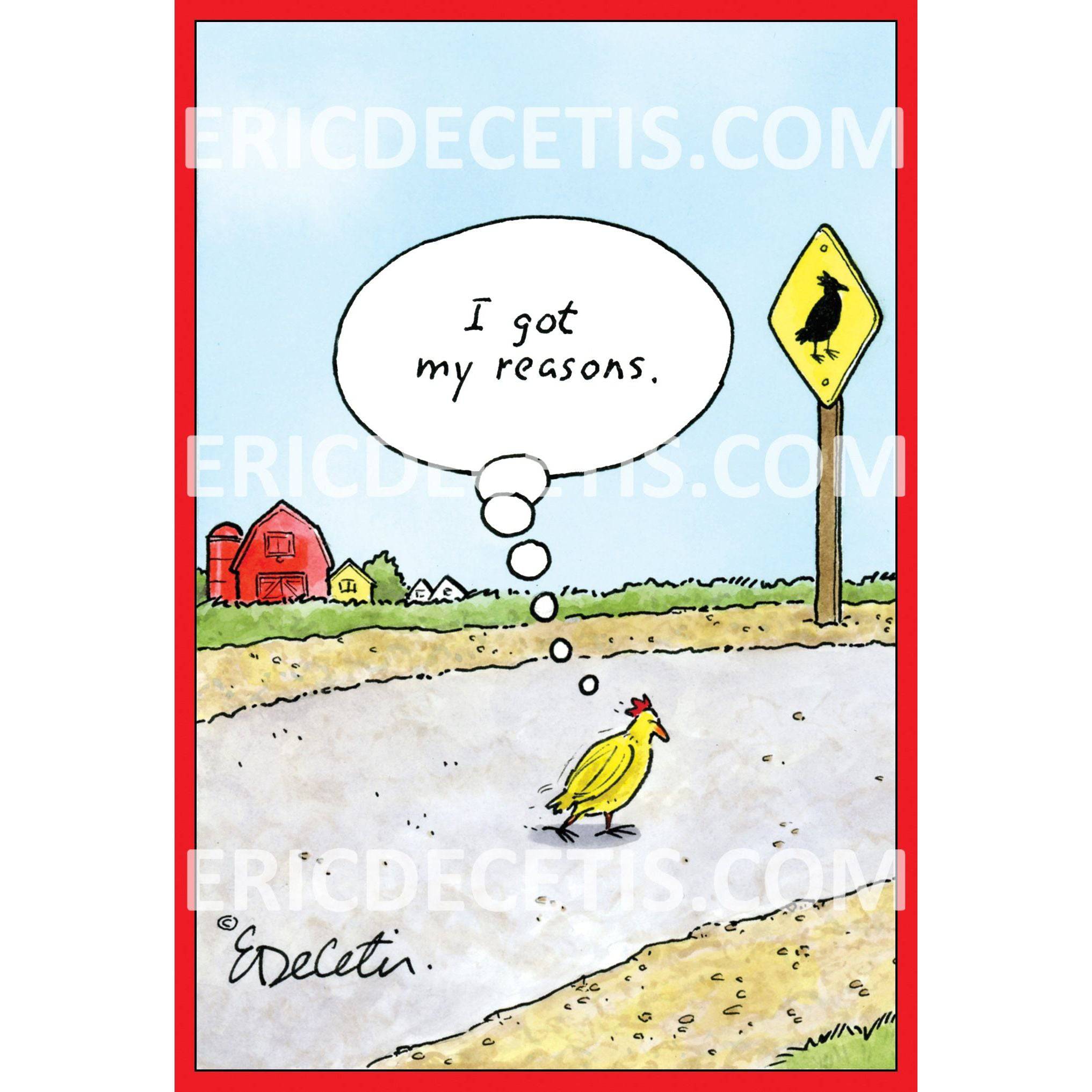 Pictura Chicken Cross Road birthday card featuring colorful cartoon chicken crossing the road on an everyday greeting card design